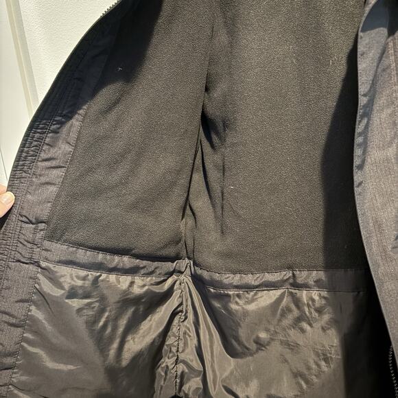 Abercrombie & Fitch Technical Coat Men Medium Black Parka Jacket Hooded Zip - Picture 7 of 16